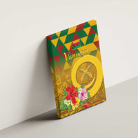 Melanesian Vanuatu Canvas Wall Art With Tapa Tribal Pattern and Triangle Geometric Tricolor - Polynesian Pride