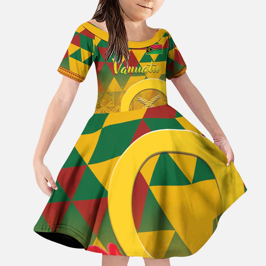 Melanesian Vanuatu Family Matching Puletasi and Hawaiian Shirt With Tapa Tribal Pattern and Triangle Geometric Tricolor - Polynesian Pride