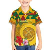 Melanesian Vanuatu Family Matching Summer Maxi Dress and Hawaiian Shirt With Tapa Tribal Pattern and Triangle Geometric Tricolor - Polynesian Pride