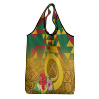 Melanesian Vanuatu Grocery Bag With Tapa Tribal Pattern and Triangle Geometric Tricolor - Polynesian Pride