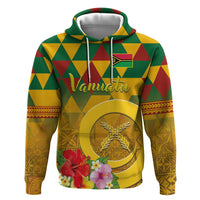 Melanesian Vanuatu Hoodie With Tapa Tribal Pattern and Triangle Geometric Tricolor - Polynesian Pride