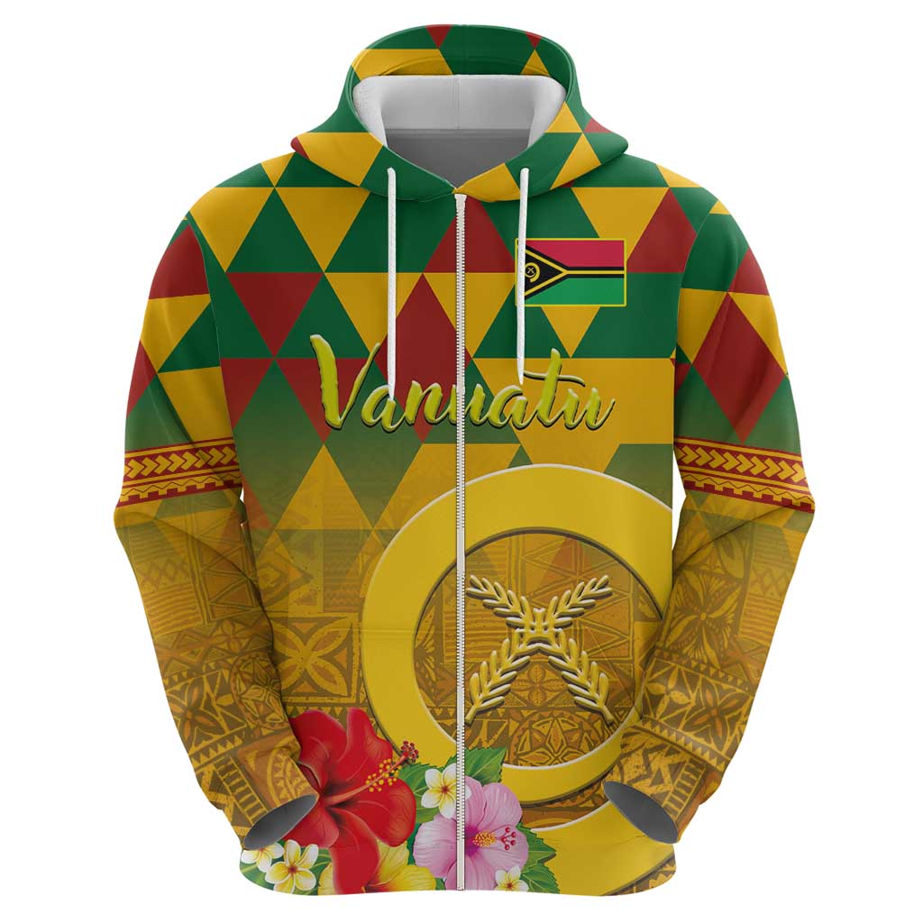 Melanesian Vanuatu Hoodie With Tapa Tribal Pattern and Triangle Geometric Tricolor - Polynesian Pride
