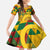 Melanesian Vanuatu Kid Short Sleeve Dress With Tapa Tribal Pattern and Triangle Geometric Tricolor - Polynesian Pride