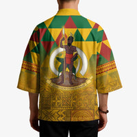 Melanesian Vanuatu Kimono With Tapa Tribal Pattern and Triangle Geometric Tricolor - Polynesian Pride