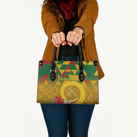 Melanesian Vanuatu Leather Bag With Tapa Tribal Pattern and Triangle Geometric Tricolor - Polynesian Pride