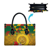 Melanesian Vanuatu Leather Bag With Tapa Tribal Pattern and Triangle Geometric Tricolor - Polynesian Pride