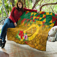 Melanesian Vanuatu Quilt With Tapa Tribal Pattern and Triangle Geometric Tricolor - Polynesian Pride