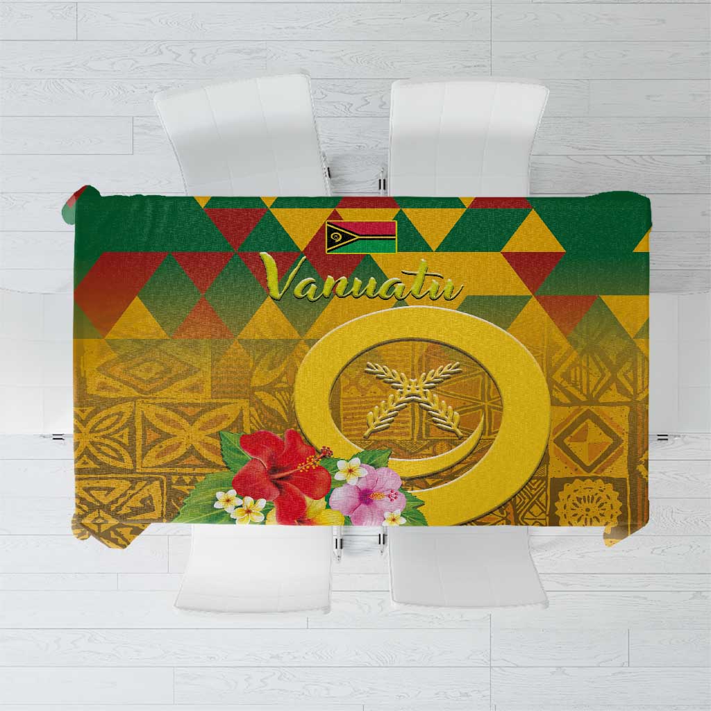 Melanesian Vanuatu Tablecloth With Tapa Tribal Pattern and Triangle Geometric Tricolor - Polynesian Pride