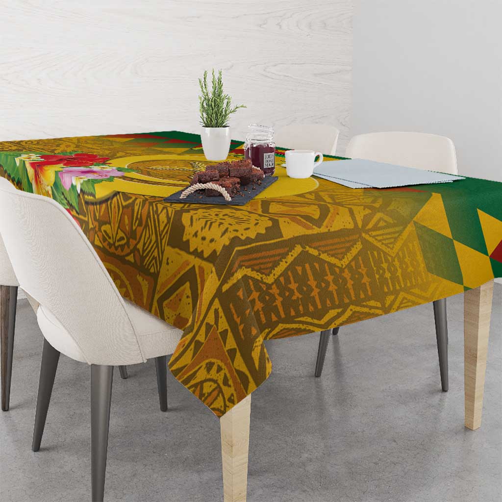 Melanesian Vanuatu Tablecloth With Tapa Tribal Pattern and Triangle Geometric Tricolor - Polynesian Pride