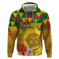 Melanesian Vanuatu Zip Hoodie With Tapa Tribal Pattern and Triangle Geometric Tricolor - Polynesian Pride