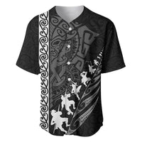 New Zealand Rugby Baseball Jersey Haka Dance Tribal God Mask Maori Pattern LT03 Black - Polynesian Pride