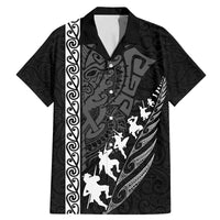 New Zealand Rugby Family Matching Mermaid Dress and Hawaiian Shirt Haka Dance Tribal God Mask Maori Pattern LT03 Dad's Shirt - Short Sleeve Black - Polynesian Pride