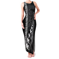 New Zealand Rugby Family Matching Tank Maxi Dress and Hawaiian Shirt Haka Dance Tribal God Mask Maori Pattern LT03 Mom's Dress Black - Polynesian Pride