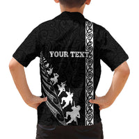 Custom New Zealand Rugby Family Matching Short Sleeve Bodycon Dress and Hawaiian Shirt Haka Dance Tribal God Mask Maori Pattern LT03 - Polynesian Pride