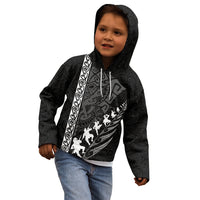 Custom New Zealand Rugby Kid Hoodie Haka Dance Tribal God Mask Maori Pattern LT03 - Polynesian Pride