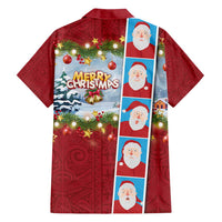 Merry Christmas Family Matching Tank Maxi Dress and Hawaiian Shirt Funny Santa Claus Cards Photo and Polynesian Pattern Red Color LT03 - Polynesian Pride