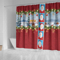Merry Christmas Shower Curtain Funny Santa Claus Cards Photo and Polynesian Pattern Red Color LT03 - Polynesian Pride