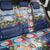 Merry Christmas Back Car Seat Cover Funny Santa Claus Cards Photo and Polynesian Pattern Blue Color LT03