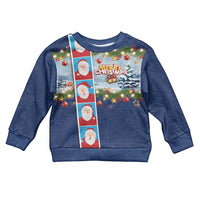 Merry Christmas Kid Ugly Christmas Sweater Funny Santa Claus Cards Photo and Polynesian Pattern Blue Color LT03 Kid Blue - Polynesian Pride