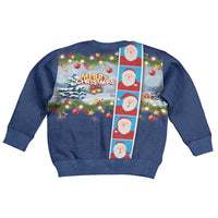 Merry Christmas Kid Ugly Christmas Sweater Funny Santa Claus Cards Photo and Polynesian Pattern Blue Color LT03 - Polynesian Pride
