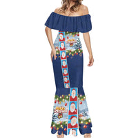 Merry Christmas Mermaid Dress Funny Santa Claus Cards Photo and Polynesian Pattern Blue Color LT03 - Polynesian Pride