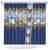 Merry Christmas Shower Curtain Funny Santa Claus Cards Photo and Polynesian Pattern Blue Color LT03