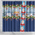 Merry Christmas Shower Curtain Funny Santa Claus Cards Photo and Polynesian Pattern Blue Color LT03