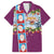 Merry Christmas Hawaiian Shirt Funny Santa Claus Cards Photo and Polynesian Pattern Pink Color