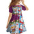 Merry Christmas Kid Short Sleeve Dress Funny Santa Claus Cards Photo and Polynesian Pattern Pink Color