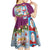 Merry Christmas Kid Short Sleeve Dress Funny Santa Claus Cards Photo and Polynesian Pattern Pink Color