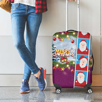 Merry Christmas Luggage Cover Funny Santa Claus Cards Photo and Polynesian Pattern Pink Color LT03 - Polynesian Pride