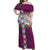Merry Christmas Off Shoulder Maxi Dress Funny Santa Claus Cards Photo and Polynesian Pattern Pink Color