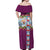 Merry Christmas Off Shoulder Maxi Dress Funny Santa Claus Cards Photo and Polynesian Pattern Pink Color