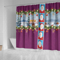 Merry Christmas Shower Curtain Funny Santa Claus Cards Photo and Polynesian Pattern Pink Color LT03 - Polynesian Pride
