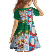 Merry Christmas Family Matching Off Shoulder Maxi Dress and Hawaiian Shirt Funny Santa Claus Cards Photo and Polynesian Pattern Green Color LT03 - Polynesian Pride