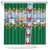 Merry Christmas Shower Curtain Funny Santa Claus Cards Photo and Polynesian Pattern Green Color