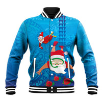 Hawaiian Santa Claus Snorkeling Baseball Jacket Kakau and Polynesian Pattern