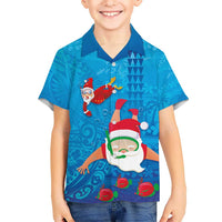 Hawaiian Santa Claus Snorkeling Kid Hawaiian Shirt Kakau and Polynesian Pattern