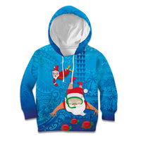 Hawaiian Santa Claus Snorkeling Kid Hoodie Kakau and Polynesian Pattern