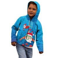 Hawaiian Santa Claus Snorkeling Kid Hoodie Kakau and Polynesian Pattern