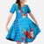Hawaiian Santa Claus Snorkeling Kid Short Sleeve Dress Kakau and Polynesian Pattern