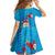 Hawaiian Santa Claus Snorkeling Kid Short Sleeve Dress Kakau and Polynesian Pattern