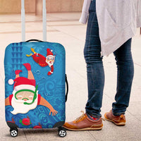 Hawaiian Santa Claus Snorkeling Luggage Cover Kakau and Polynesian Pattern