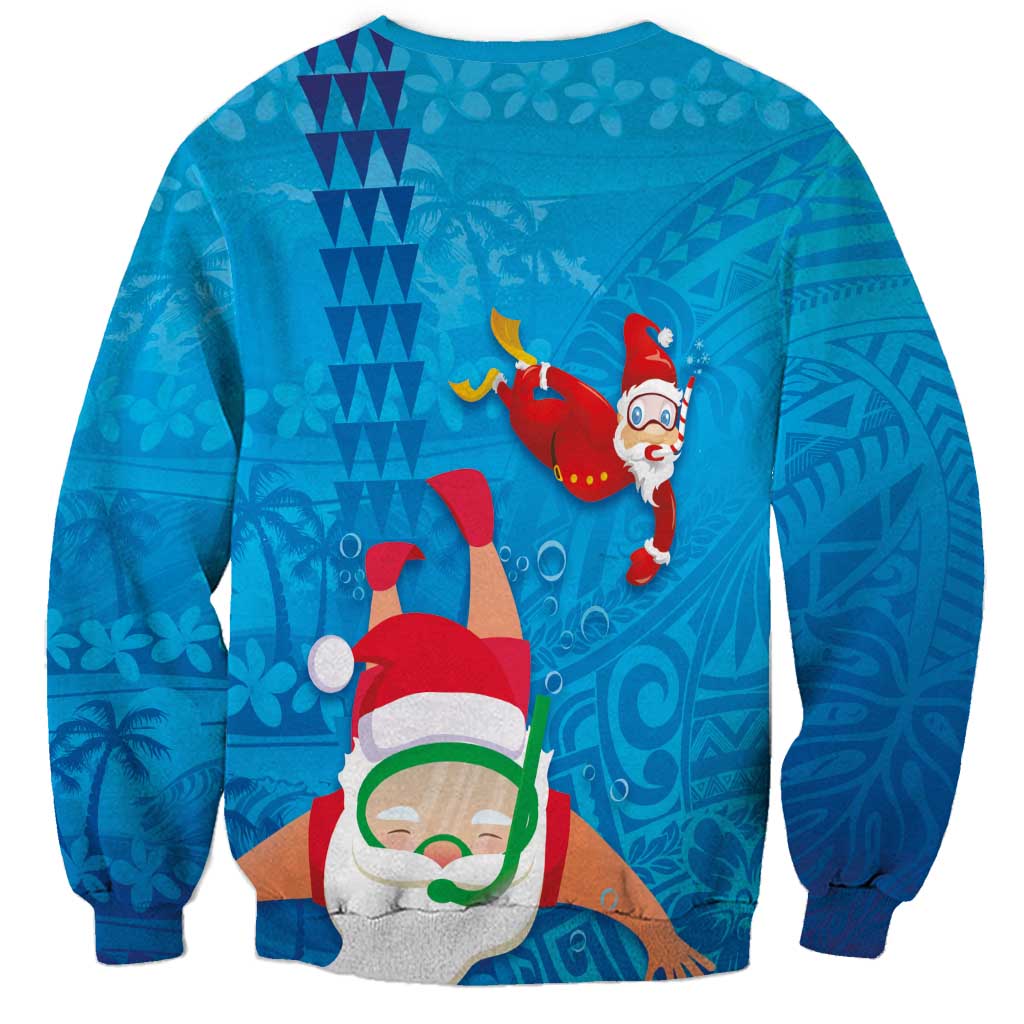 Hawaiian Santa Claus Snorkeling Sweatshirt Kakau and Polynesian Pattern