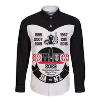 South Africa and New Zealand Long Sleeve Button Shirt Champion History Go Final 2023 Vintage Style LT03 Unisex White - Polynesian Pride