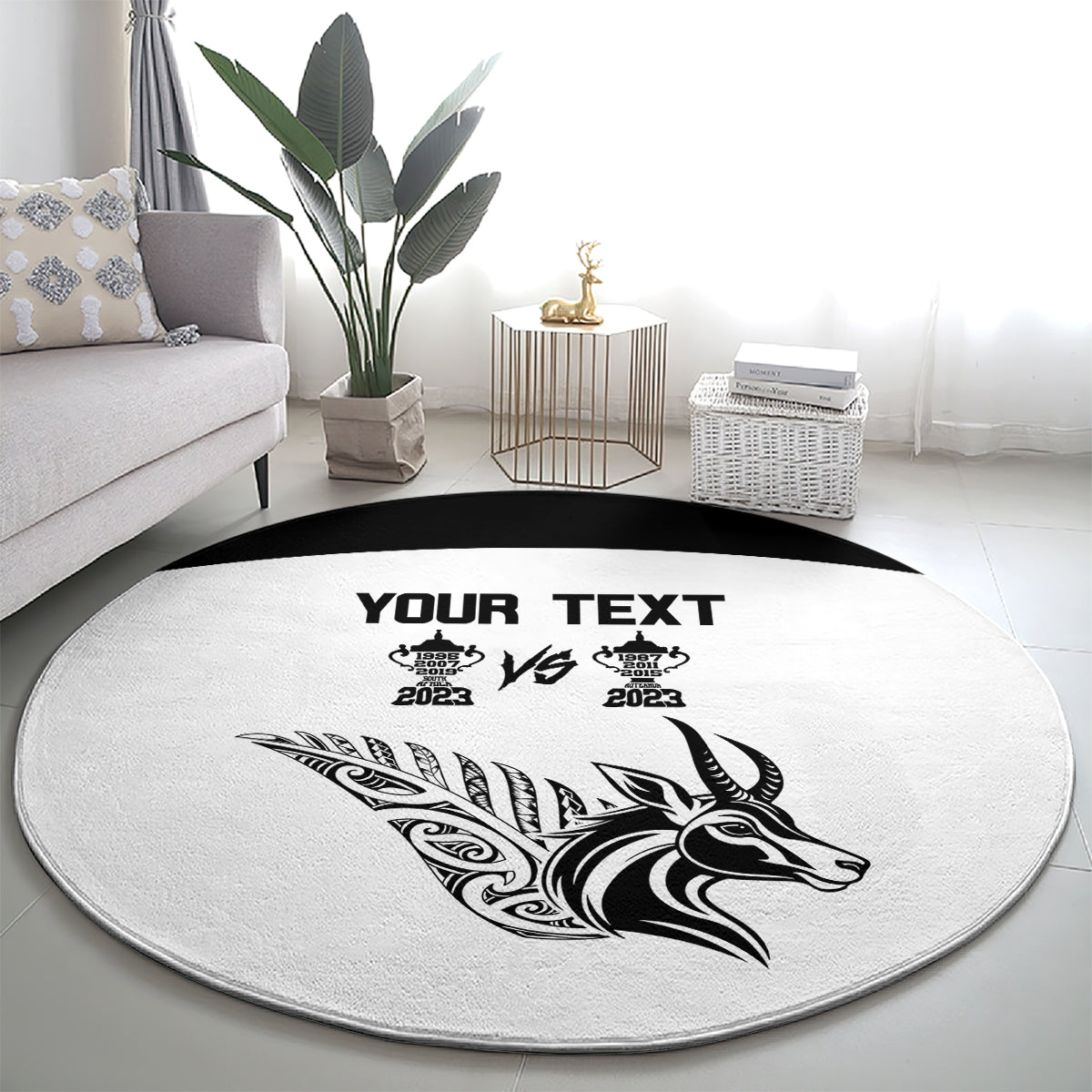 Personalised South Africa and New Zealand Round Carpet Champion History Go Final 2023 Vintage Style LT03 - Polynesian Pride