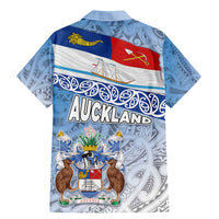 New Zealand Auckland Family Matching Mermaid Dress and Hawaiian Shirt Auckland's Flag and Coat of Arms - Koru Art Maori Pattern LT03 - Polynesian Pride