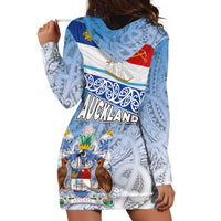 New Zealand Auckland Hoodie Dress Auckland's Flag and Coat of Arms - Koru Art Maori Pattern LT03 - Polynesian Pride