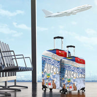 New Zealand Auckland Luggage Cover Auckland's Flag and Coat of Arms - Koru Art Maori Pattern