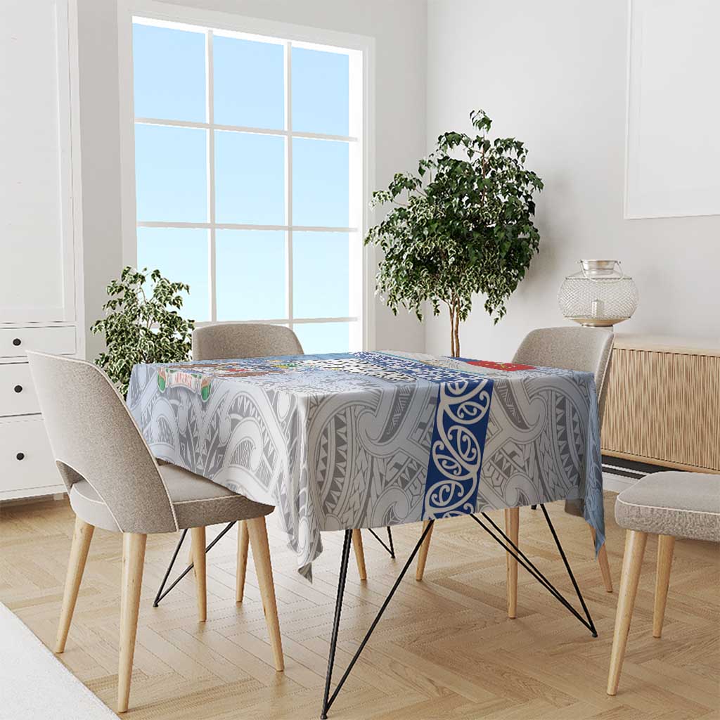 New Zealand Auckland Tablecloth Auckland's Flag and Coat of Arms - Koru Art Maori Pattern LT03 - Polynesian Pride